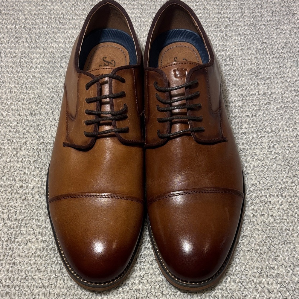 Florsheim Rucci Cap Toe Cognac Brown Leather Dress Shoes